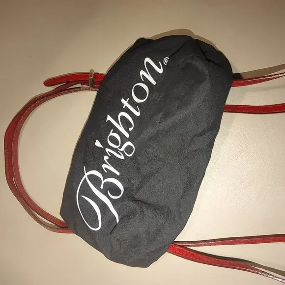 Brighton Retired Lipstick Red Leather Purse Crossbody Organizer Embellishment